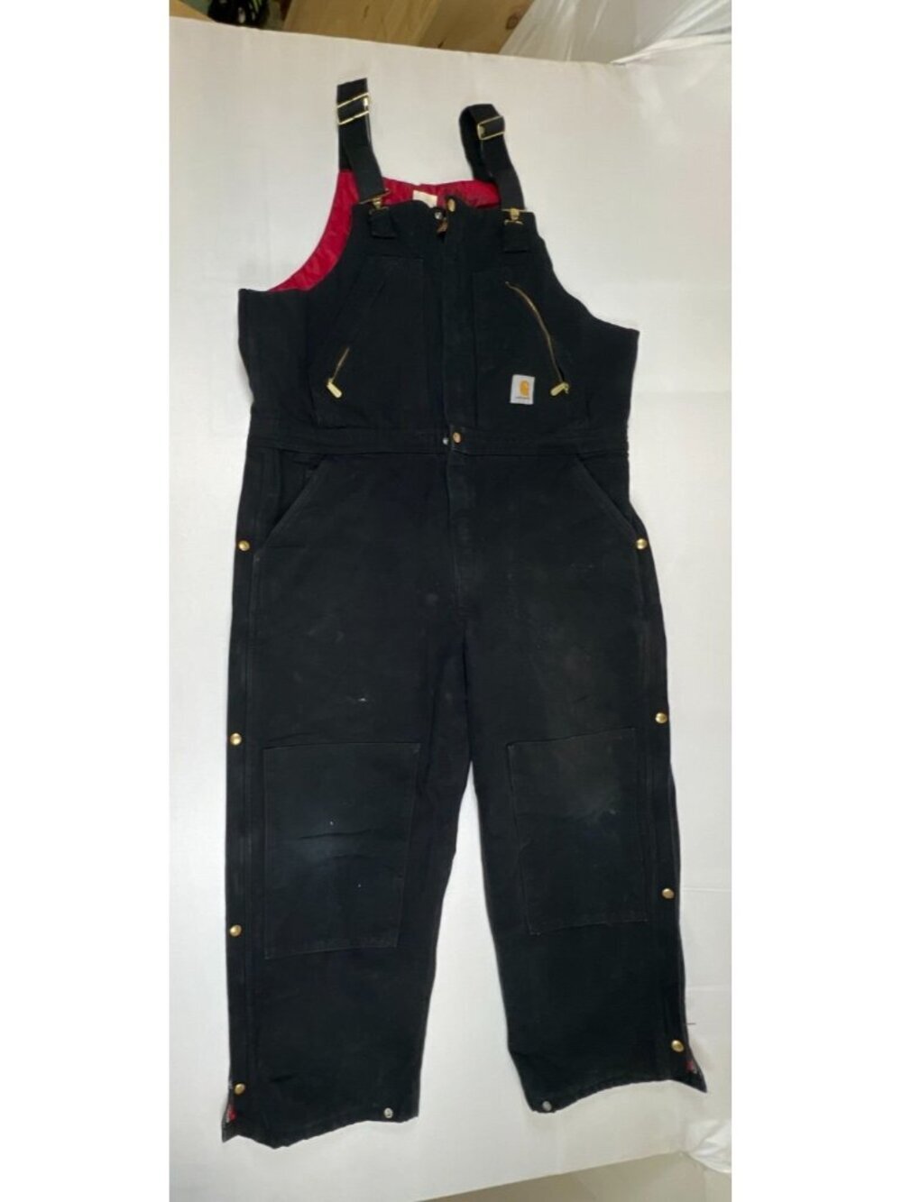 Carhartt Men’s 42x28 Black Quilt Lined Arctic Duck Canvas Bib Overalls R38 BLK